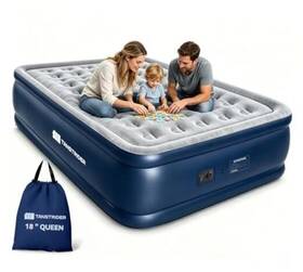 Tanstrider Queen-002 Queen Air Mattress With Built In Pump 18 Inch U.s. Standard Navy Blue