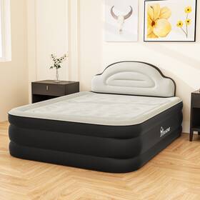 Beyshoeg4d Taus 18in Queen Size Air Mattress With Built-in Pump Inflatable Bed Headboard