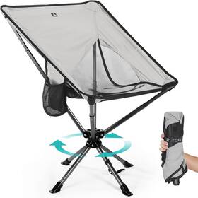 Tk03grey Tcek Swivel Portable Chair - Small Compact Collapsible 24.6d X 24.8w 32.3h Grey