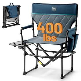 1026-tfbl Timber Ridge Aluminum Camping Directors Chair With Side Table Large Blue