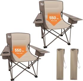Tr-fc-99806h-pisd-2p Timber Ridge Oversized Folding Camping Chair For Adults Support Tan-2 Pack