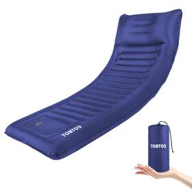 Tobtos 737096347589 Inflatable Camping Sleeping Pad With Pillow Thick 6 Single C-blue