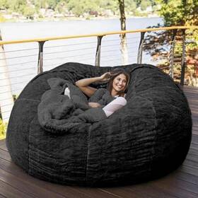 Traveva 708436916949 Big Huge Giant Bean Bag Chair For Adults No Filler 5ft Black