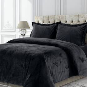 Tribeca Living 842941104160 Venice Velvet Oversized Duvet Set Luxurious 3-piece Queen Bed