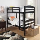 Twin Bunk Beds Black Kids Convertible Wood Bedroom Bunkbed Furniture Dorm New 065857168877