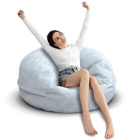 3ft-35x35x13in Twjmv B0f87vp46m Bean Bag Chair For Adults Capacity 1-2 People Light Gray