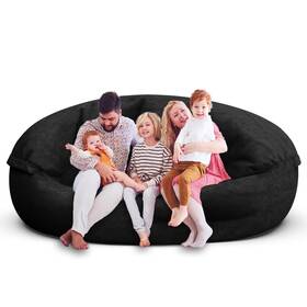 Twjmv B0f87y4n1c Bean Bag Chair For Adults 7ft Soft 7ft-83x83x35in Capacity 5-6 People Black