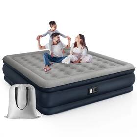 Wmt-028-gy Un Brand 18 Inch King Size Air Mattress Inflatable Airbed With Built-in Pump 700lb Max