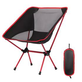 Veathzet 797387495849 Ultralight Camping Chair Foldable 23.2 Inch X 20.5 26.8 Black&red