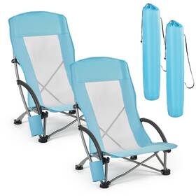 Vevor 197988918448 Folding Beach Chair High Back Camping Chairs For 2 Pack Light Blue