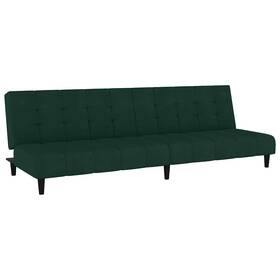 375765 Vidaxl Sofa Bed Dark Green Velvet 100% Polyester Wood Plastic Compact
