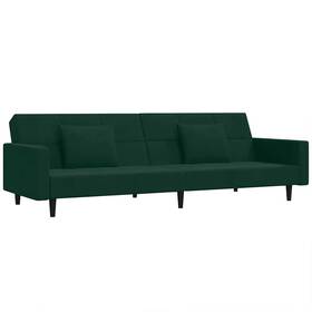 375818 Vidaxl Sofa Bed Dark Green Velvet 100% Polyester Wood Plastic 2-seater