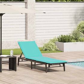 4104087 Vidaxl Sun Lounger With Cushion Black Poly Rattan Sunbed Bed Day