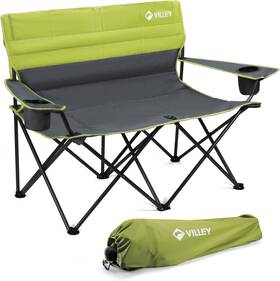 Villey 820909687337 Double Camping Chair Extra 57 Inch W X 20 D 36 H Green