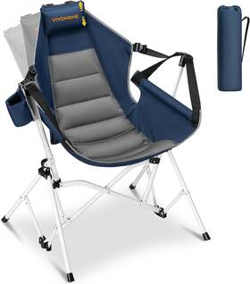 Vh1701-bl Vivohome Hammock Camping Chair Portable Outdoor Swinging Rocking Blue-gray