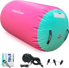 Vofitny 738812501698 Inflatable Gymnastics Air Mat 3.3&apos L X2 &apos D Pink/mint
