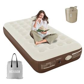 Vosser 762715482280 Twin Air Mattress With Built In Pump 3mins Inflatable Flocked