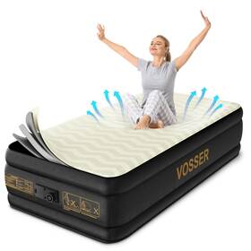 Vosser 762716173293 Twin Air Mattress With Built-in Pump 18ftft Foam Topper Inflatable Lux