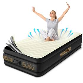 Vosser 762716173323 Twin Air Mattress With Built-in Pump Foam Topper Inflatable Luxury B
