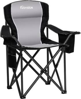 Vs21fc02-01nbk2-2 Voysign Padded Camping Chairs For Adults 39.5d X 25w 39.5h In Black/grey