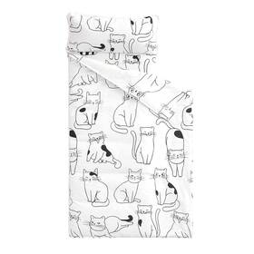 Sd-0429-150x55 Wake In Cloud A - Toddler Nap Mat With Standard 50 Inch X20 Black White Cats