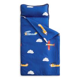 Wake In Cloud Sd-0864-150x55 M - Toddler Nap Mat With Pillow Standard 50 Inch X20 Blue White