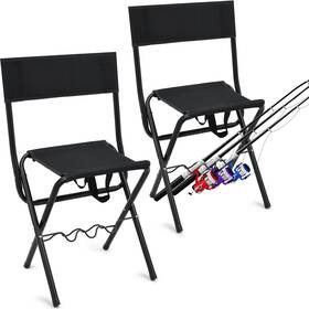 Six-wenqik-2567 Wenqik 2 Pcs Summer Folding Fishing Chair With 27.5 X 16 11.5 Inches Black