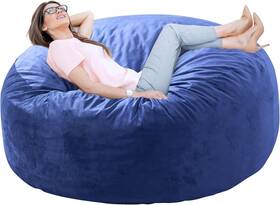 Bu-bbcblue-3 Whatsbedding Bean Bag Chair For Adults With Memory Foam Filler Medium Blue
