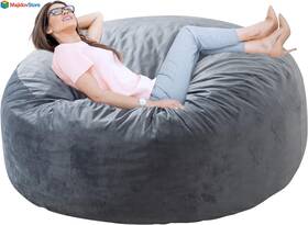 Bu-bbcgrey-30 Whatsbedding Bean Bag Chair For Adults With Memory Foam Filler Included Big Kids Beanbag Chai