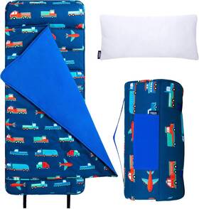 28005 Wildkin Original Nap Mat With Reusable Pillow For Boys And Kids Transportation
