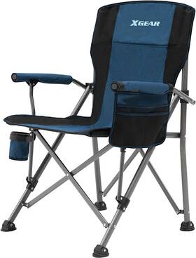 22.9w Xgear 30431 Camping Chair Hard Arm High Back Lawn 22.9d X 37h In Blue
