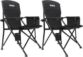 30500 Xgear 2-pack Camping Chair With Padded Hard Armrest Sturdy 2pcs/black