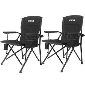 3050033 Xgear Camping Chair With Padded Hard Armrest Sturdy Folding Camp Black