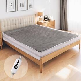 Yakee Sdl3975shr-139grey-zk Electric Mattress Pad Twin Szie 39ftftx75ftft Soft Colar Fleece With 4 Hea