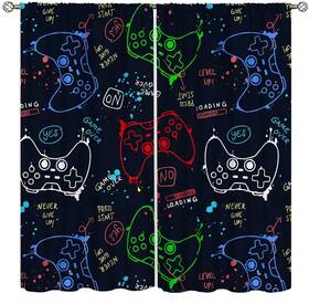 Yearn Jear Fba-game Blackout Bc 84 3 Neon Gamepad Game Window Curtains Teen Boys Modern Gaming Video Room Bed