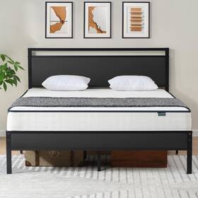 Boc4-022 Z-hom Easy Assembly Sturdy Metal Platform Bed Full Size Frame With Headb
