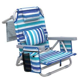 197-sty-2074 Zenpetio Backpack Beach Chair Reclining With 5 Adjustable Nautical Blue