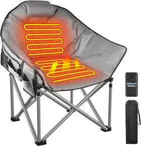 Xy-8230 Zenpetio Heated Camping Chair Oversized For Adults Outdoor Grey
