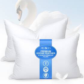 Er-dp005 Zibroges Feather Pillows Queen Size Set Of 2 - Goose Down Hotel Bed Pillow Fo