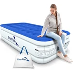 Nwt Enerplex Queen Air Mattress W/ Built-in Pump & Neck Support, 15", Blue/white. Fixed Price $44.10.