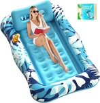 76"X48" Xl Inflatable Tanning Pool Lounger With Pillow 4-IN-1 Sunbathing Float. Fixed Price $32.39.
