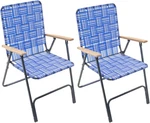 & Go Steel Folding Grey Outdoor Patio/camping Chair With Blue Woven Fabric. Fixed Price $105.99.
