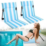 2 Pcs Stripes Foldable Pool Chairs Portable Folding Beach For Edge O.... Fixed Price $57.52.
