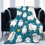 60"X50" Cute Sheep Heart Star Dot Flannel Blanket Soft Bed Throw For Kids. Fixed Price $28.06.