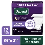 Depend Underpads, Disposable Incontinence Bed For ADULTS,36" X 21",12 Count. Fixed Price $19.06.