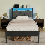 Z-hom Storage Headboard With Charging Station Twin, Upgrade Version-grey. Fixed Price $153.99.