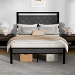 Z-hom Easy Assembly Upholstered Platform Bed Frame With Soft Full, Grey. Fixed Price $153.99.