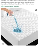 Unilibra Twin Xl Size 100% Waterproof Mattress Pad, Breathable Quilted Fitted.. Fixed Price $14.96.