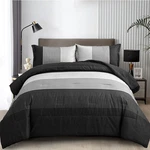 Black Comforter Set Queen, Reversible Grey Stripe Down Alternative. Fixed Price $61.99.