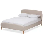 Baxton Studio Mia Upholstered Queen Platform Bed In Light Beige. Fixed Price $477.99.